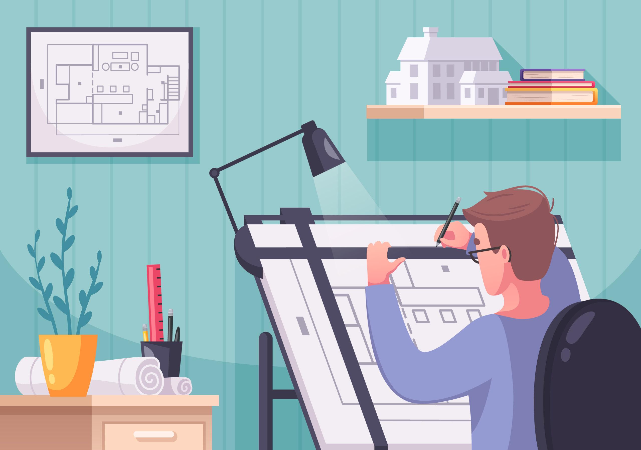 Architect Drawing Scheme Composition